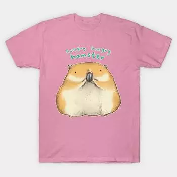 Футболка женщины голодный хомяк Harajuku Печать Кавайи футболка Летний короткий рукав женский футболка Top Tee S
