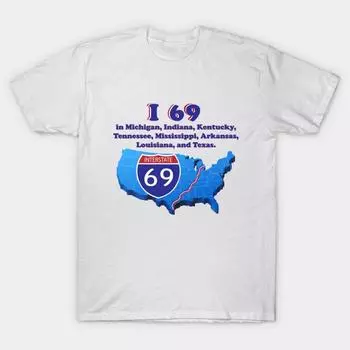 Футболка женщины I 69 In Michigan Индиана Кентукки Теннесси Миссис Harajuku Печать Кавайи Футболка Летний короткий рукав женский футболка Top Tee S