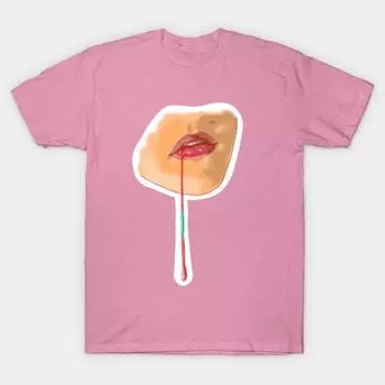 Футболка женщины кровавый визуальный эффект Harajuku Печать Кавайи футболка Летний короткий рукав женский футболка Top Tee S