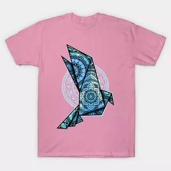 Футболка женщины Мандала Птица Монохромный Harajuku Печать Кавайи футболка Летний короткий рукав женский футболка Top Tee S