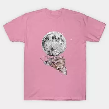 Футболка женщины Мотылек и Луна Harajuku Печать Кавайи футболка Летний короткий рукав женский футболка Top Tee S