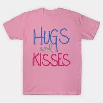 Футболка женщины объятия и поцелуи Harajuku Печать Кавайи футболка Летний короткий рукав женский футболка Top Tee S