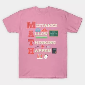 Футболка женщины ошибки позволяют думать учитель математики Harajuku Печать Кавайи футболка Летний короткий рукав женская футболка Top Tee S