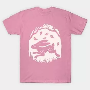 Футболка женщины прыгающий заяц осенью Harajuku Печать Кавайи футболка Летний короткий рукав женский футболка Top Tee S