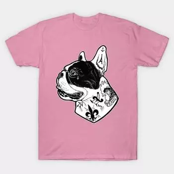 Футболка женщины Татуированный французский бульдог Harajuku Печать Кавайи футболка Летний короткий рукав женский футболка Top Tee S