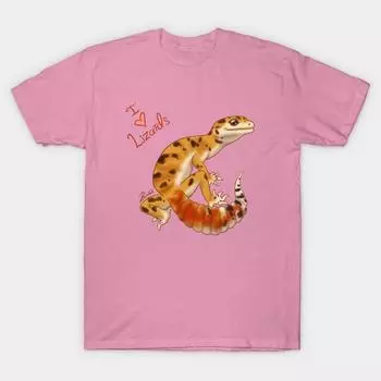 Футболка женщины Я Сердце Ящерицы Harajuku Печать Кавайи Футболка Летний короткий рукав женский футболка Top Tee S