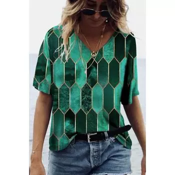 Футболка женская 3D цифровая печать повседневная универсальная рубашка с короткими рукавами и круглым вырезом S