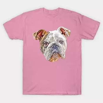 Футболка женская английская бульдог морда Harajuku принт Kawaii футболка летняя женская футболка с коротким рукавом топ футболка S розовый