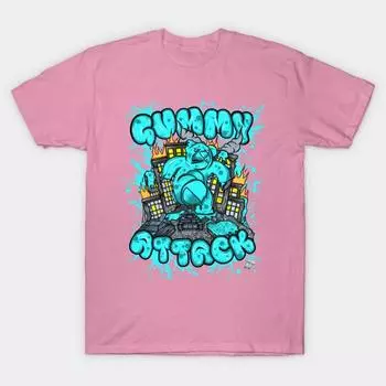 Футболка женская атака Gummybear синий Harajuku Печать Кавайи футболка Летний короткий рукав женский футболка Top Tee S