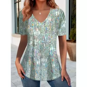 Футболка женская большого размера с круглым воротом и короткими рукавами S