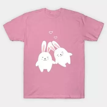 Футболка женская Bunnies In Love Harajuku Print Kawaii футболка летняя женская футболка с коротким рукавом топ футболка S