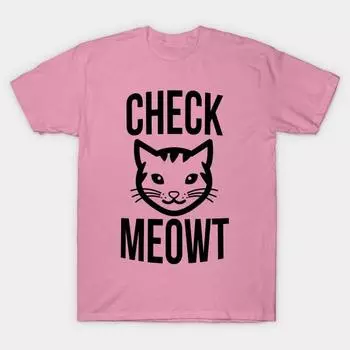 Футболка женская Check Meowt Version 2 черная Harajuku Print Kawaii футболка летняя с коротким рукавом женская футболка топ футболка S розовый