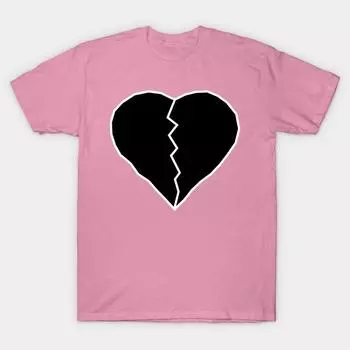 Футболка женская черная футболка с сердечками Harajuku Print Kawaii футболка летняя женская футболка с коротким рукавом топ футболка S розовый