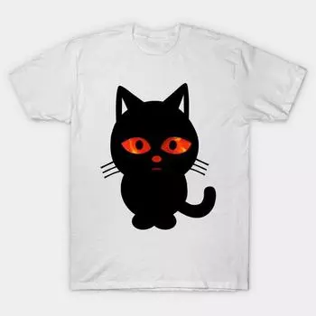 Футболка женская черная страшные глаза котенок принт Harajuku кавайная футболка летняя короткий рукав женская футболка топ футболка S розовый