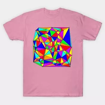 Футболка женская Цвета и углы Harajuku Принт Kawaii Футболка Летняя с коротким рукавом Женская футболка Топ Футболка S розовый