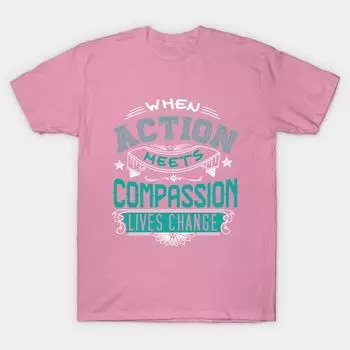 Футболка женская Действие встречает сострадание Harajuku принт Kawaii футболка летняя короткий рукав женская футболка топ футболка S