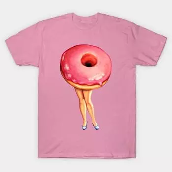 Футболка женская Donut Girl Harajuku Print Kawaii футболка летняя с коротким рукавом женская футболка топ футболка S