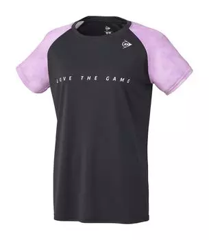 Футболка женская Dunlop Tennis Wear Badminton, впитывающая воду, быстросохнущая, с защитой от ультрафиолета DAL8421W 2024SS, черная, размер L [DUNLOP] чёрный