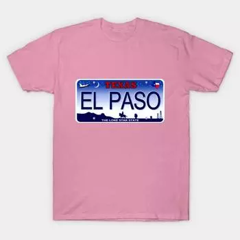 Футболка женская El Paso Texas номерной знак Harajuku принт Kawaii футболка летняя женская футболка с коротким рукавом топ футболка S розовый