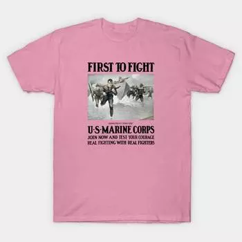 Футболка женская First To Fight Us Marine Corps Harajuku Print Kawaii футболка летняя женская футболка с коротким рукавом топ футболка S розовый