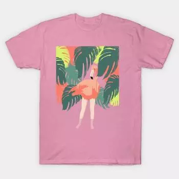 Футболка женская фламинго принт харадзюку кавайная футболка летняя женская футболка с коротким рукавом топ футболка S