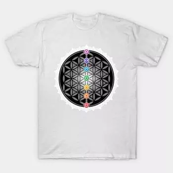Футболка женская Flower Of Life Yoga Chakras Meditation Yoga Gift Harajuku Print Kawaii футболка летняя женская футболка с коротким рукавом S розовый