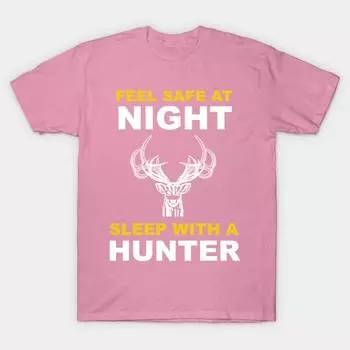 Футболка Женская футболка Feel Safe At Night Sleep With A Hunter Tshirts And Harajuku Print Kawaii Tshirt Летняя футболка с коротким рукавом для женщин Топ-футболка S розовый