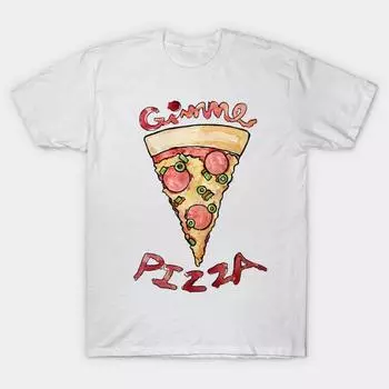 Футболка женская Gimme Pizza Harajuku Print Kawaii футболка летняя с коротким рукавом женская футболка топ футболка S