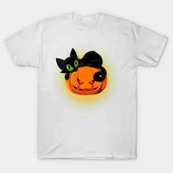 Футболка женская Хэллоуин тыква вырезание кошка футболка смешной Хэллоуин Harajuku принт Kawaii футболка летняя короткий рукав женская футболка топ футболка S розовый
