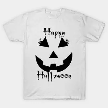 Футболка женская Happy Halloween тыква лицо страшные глаза рот футболка Harajuku принт кавайи футболка летняя короткий рукав женская футболка топ футболка S розовый