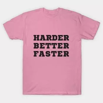 Футболка женская Harder Better Faster Harajuku Print Kawaii футболка летняя с коротким рукавом женская футболка топ футболка S