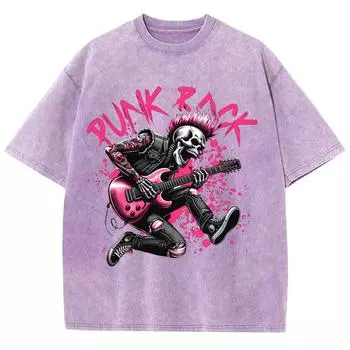 Футболка женская хлопковая с принтом черепа в стиле панк, свободная, унисекс, с коротким рукавом, винтажная, уличная, летняя S