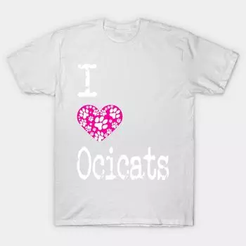 Футболка женская I Heart Ocicats Love Ocicat Breeds Harajuku Print Kawaii футболка летняя женская футболка с коротким рукавом топ футболка S розовый