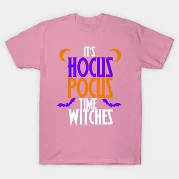 Футболка женская Its Hocus Pocus Time Witches Shirt For A Halloween Harajuku Print Kawaii Tshirt Летняя футболка с коротким рукавом женская футболка Топ S