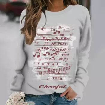 Футболка женская из хлопка с длинным рукавом, с принтом граффити, уличная мода, с круглым вырезом, женская свободная одежда, повседневные топы S