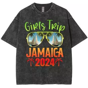 Футболка женская из стираного денима с принтом природы и пейзажа, свободный хлопковый топ унисекс с коротким рукавом S