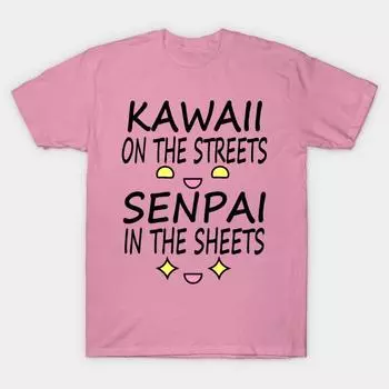 Футболка женская Kawaii On The Streets Senpai In The Sheets Harajuku Print Kawaii футболка летняя с коротким рукавом женская футболка топ футболка S