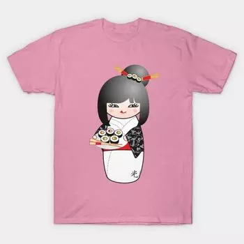 Футболка женская Kokeshi Sushi Harajuku Print Kawaii футболка летняя женская футболка с коротким рукавом топ футболка S розовый