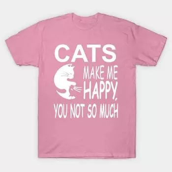Футболка женская Кошки делают меня счастливым Harajuku Принт Kawaii Футболка летняя с коротким рукавом женская футболка топ футболка S розовый