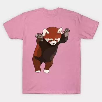 Футболка женская красная панда медведь возбужденный Harajuku принт Kawaii футболка летняя короткий рукав женская футболка топ футболка S розовый