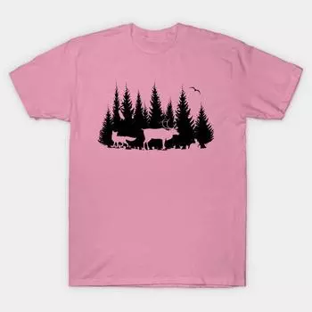 Футболка женская лесные животные Harajuku принт Kawaii футболка летняя женская футболка с коротким рукавом топ футболка S розовый