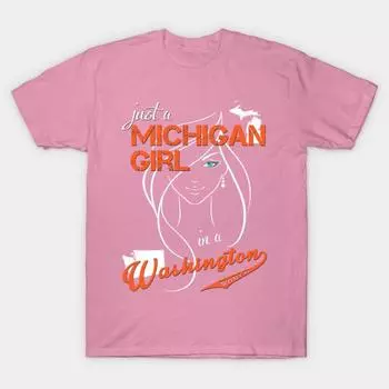 Футболка женская Мичиган Вашингтон Harajuku принт Kawaii футболка летняя короткий рукав женская футболка топ футболка S розовый