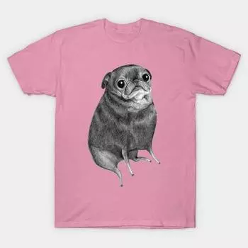 Футболка женская милая черная футболка с принтом мопса Harajuku Kawaii, летняя футболка с коротким рукавом для женщин, топ S розовый