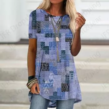 Футболка женская мода футболки негабаритные топы футболки женская одежда клетчатая футболка женская одежда Harajuku S