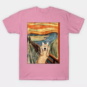 Футболка женская Мяу Харадзюку Принт Kawaii Футболка летняя с коротким рукавом женская футболка топ футболка S розовый