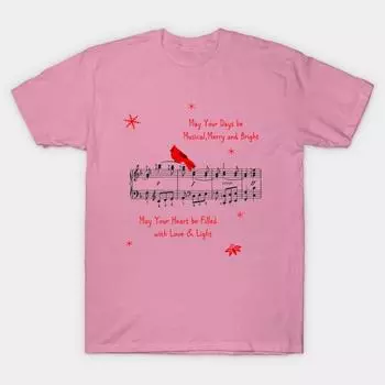 Футболка женская музыка и красная птица Рождественская футболка Harajuku Печать Кавайи футболка Летний короткий рукав женский футболка Top Tee S