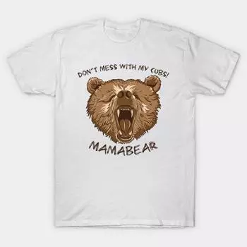 Футболка Женская Не Связывайтесь с Моими Детенышами Мама-медведица Принт Харадзюку Кавайная Футболка Летняя с Коротким Рукавом Женская Футболка Топ S