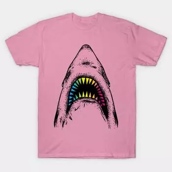 Футболка женская необычная акула принт харадзюку кавайная футболка летняя женская футболка с коротким рукавом топ футболка S