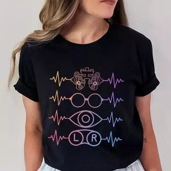 Футболка женская Optician Eye Love Optical Shirt Fashion Printed Pattern Блузки с коротким рукавом Футболка повседневная Harajuku Graphic Y2k Топы S