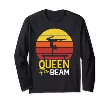 Футболка женская Queen of the Beam для девочек, художественная гимнастика, баланс, длинный рукав чёрный
